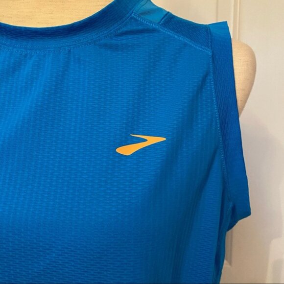 BROOKS TOP SLEEVELESS TANK BLUE STRETCH CREW NECK ACTIVE SIZE L - Picture 4 of 8